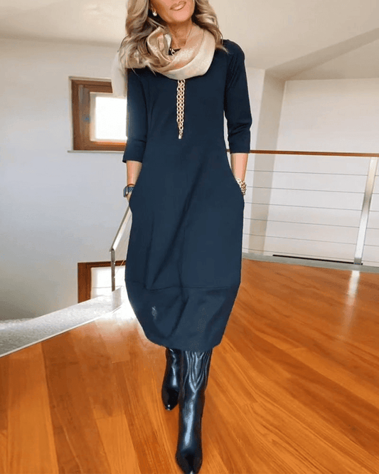 Women's Midi Dress with Pleats