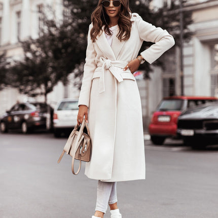 Women's Wool Coat with Belted Design
