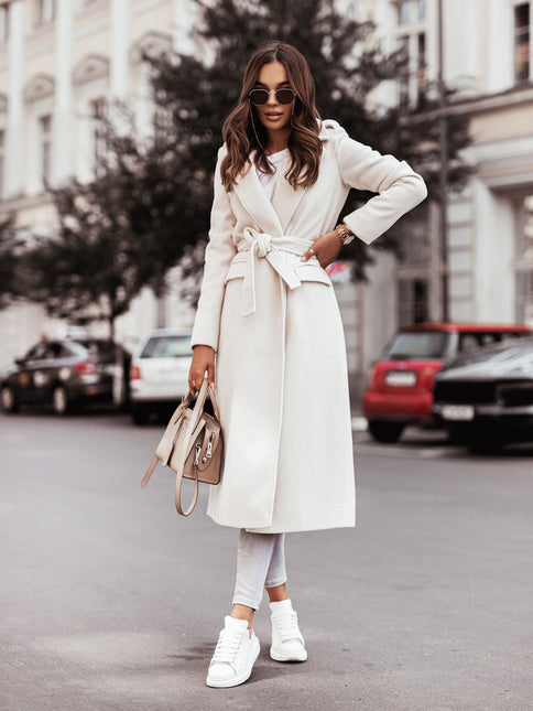 Women's Wool Coat with Belted Design