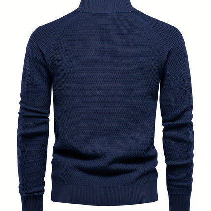 Men's Sheared Sweater Stand Collar Buttoned