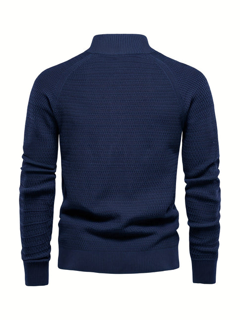 Men's Sheared Sweater Stand Collar Buttoned