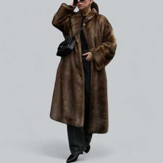 Women's Long Faux Fur Trench Coat