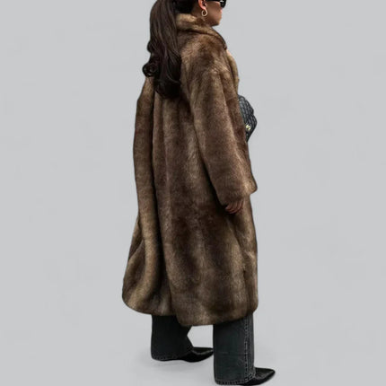 Women's Long Faux Fur Trench Coat