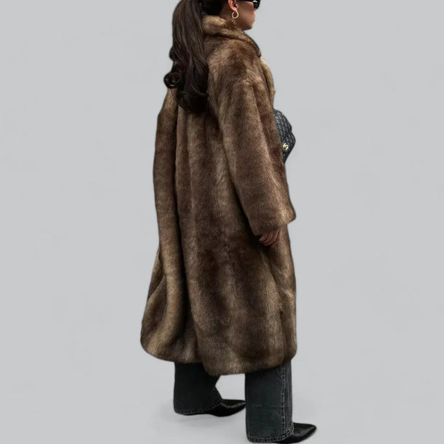 Women's Long Faux Fur Trench Coat