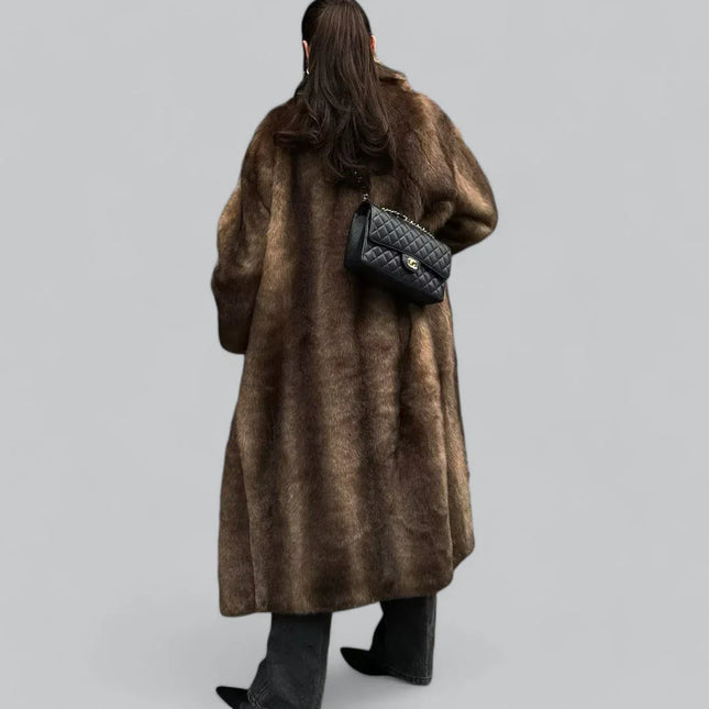 Women's Long Faux Fur Trench Coat