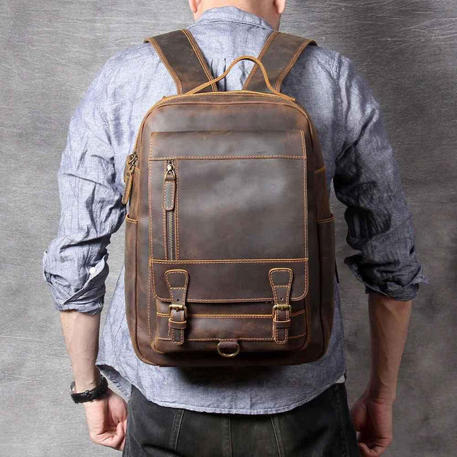 Men's Leather Laptop Backpack