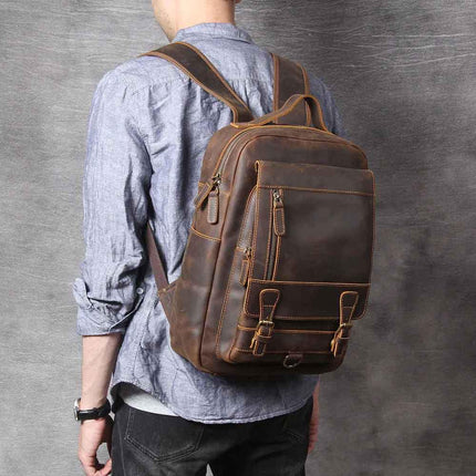 Men's Leather Laptop Backpack