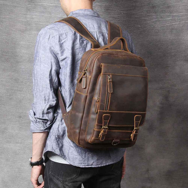 Men's Leather Laptop Backpack