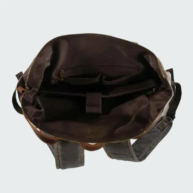 Men's Leather Roll Top Backpack