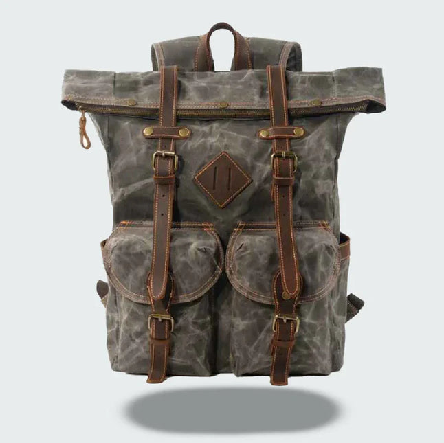 Men's Leather Roll Top Backpack