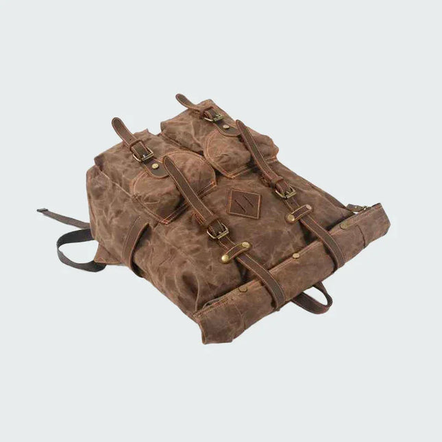 Men's Leather Roll Top Backpack