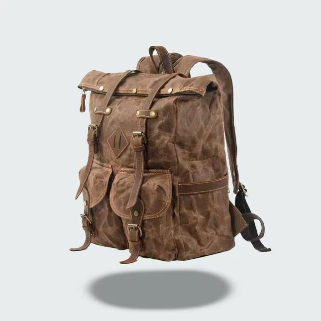 Men's Leather Roll Top Backpack