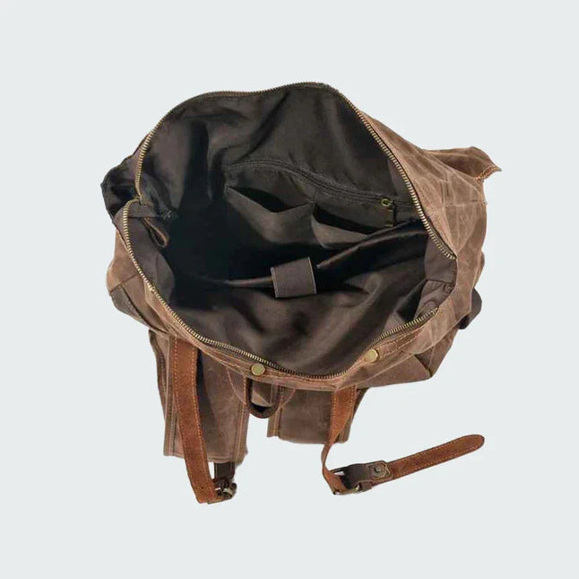 Men's Leather Roll Top Backpack