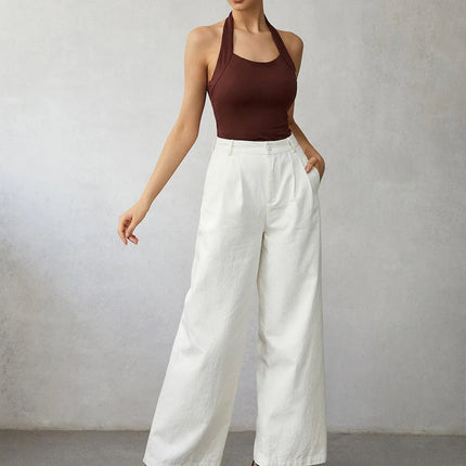 Women's Wide-Leg High-Waisted Jeans Elegant Fit