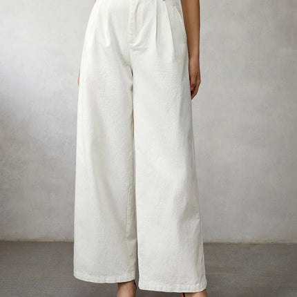 Women's Wide-Leg High-Waisted Jeans Elegant Fit