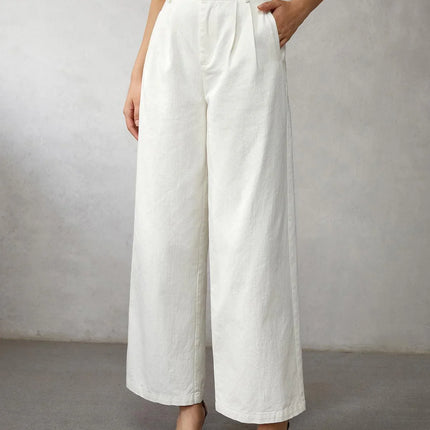 Women's Wide-Leg High-Waisted Jeans Elegant Fit