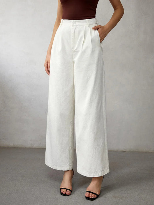 Women's Wide-Leg High-Waisted Jeans Elegant Fit