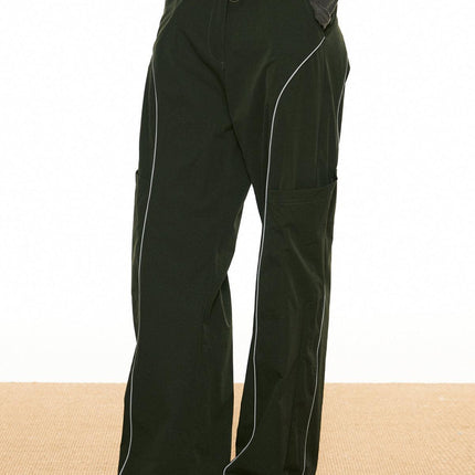 Women's Cargo Trousers Wide Leg Drawstring Utility Style