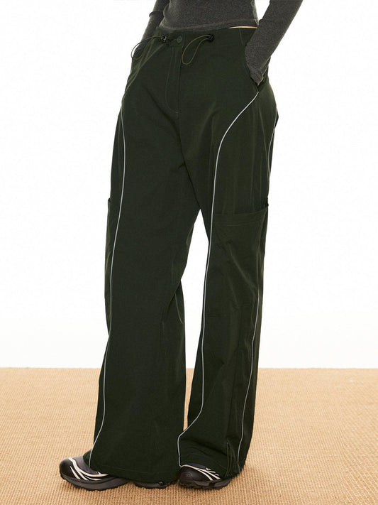 Women's Cargo Trousers Wide Leg Drawstring Utility Style