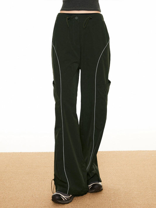 Women's Cargo Trousers Wide Leg Drawstring Utility Style
