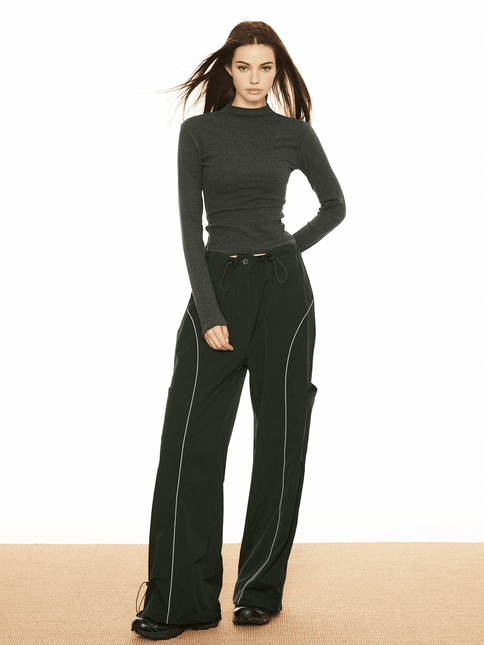 Women's Cargo Trousers Wide Leg Drawstring Utility Style