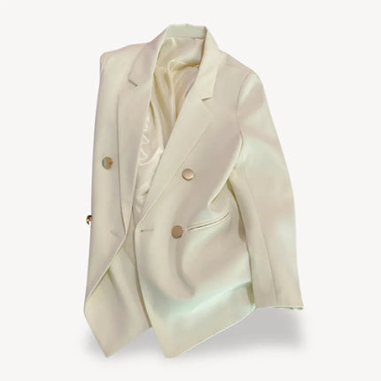 Women's Double-Breasted Blazer Formal Jacket