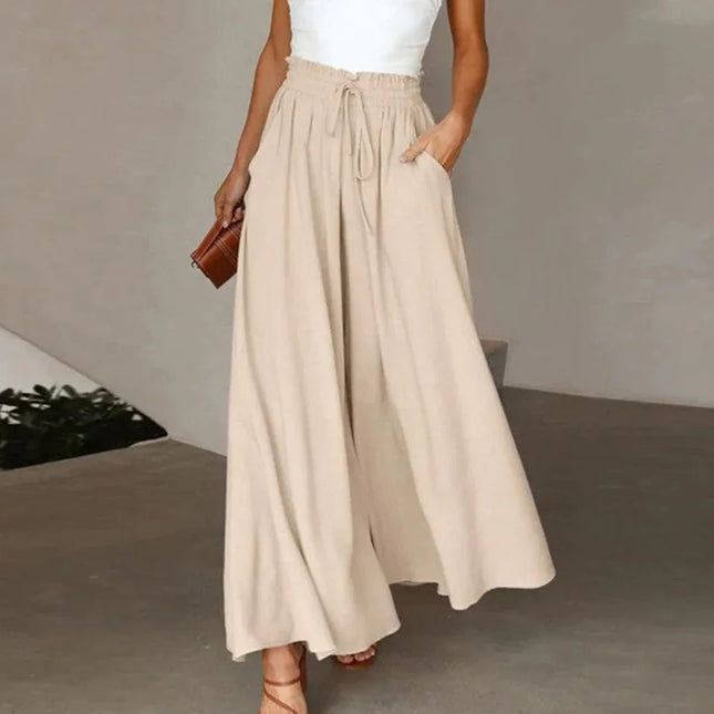 Women's High Waist Maxi Skirt with Pockets - Lightweight Flowing Design