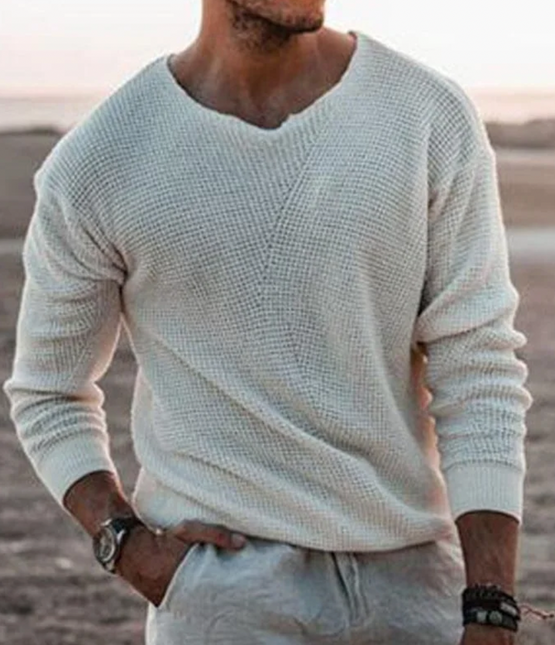 Men’s V-Neck Sweater Knitted Breathable