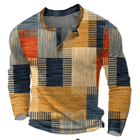 Men's Patchwork Design Shirt Elegant Style