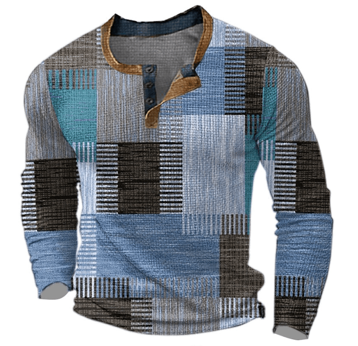 Men's Patchwork Design Shirt Elegant Style