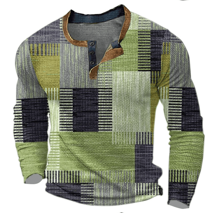 Men's Patchwork Design Shirt Elegant Style
