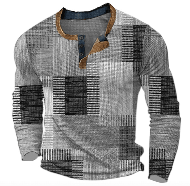 Men's Patchwork Design Shirt Elegant Style