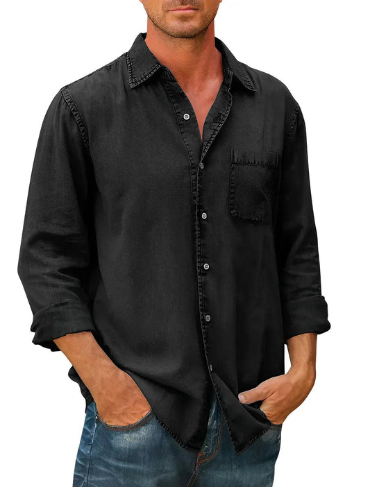 Men's Casual Long-Sleeve Shirt Cotton