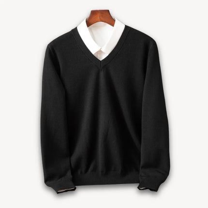 Men's V-Neck Cashmere Sweater - Slim Fit, Soft & Lightweight, Casual & Formal Wear