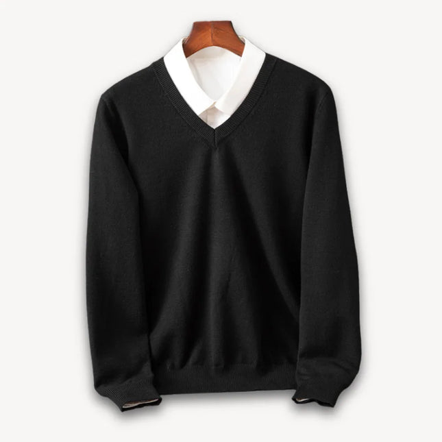 Men's V-Neck Cashmere Sweater - Slim Fit, Soft & Lightweight, Casual & Formal Wear