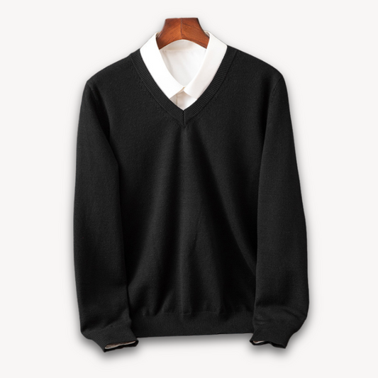 Men's V-Neck Cashmere Sweater - Slim Fit, Soft & Lightweight, Casual & Formal Wear