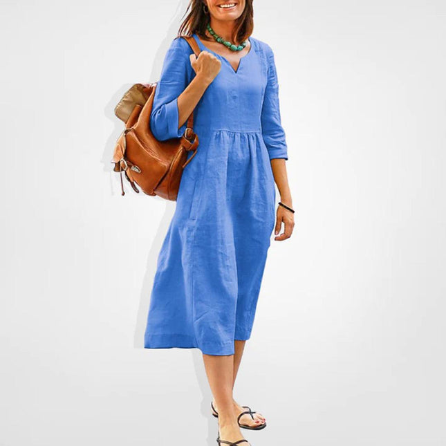 Women's Casual Midi Dress Lightweight Breathable Fabric Soft Pink