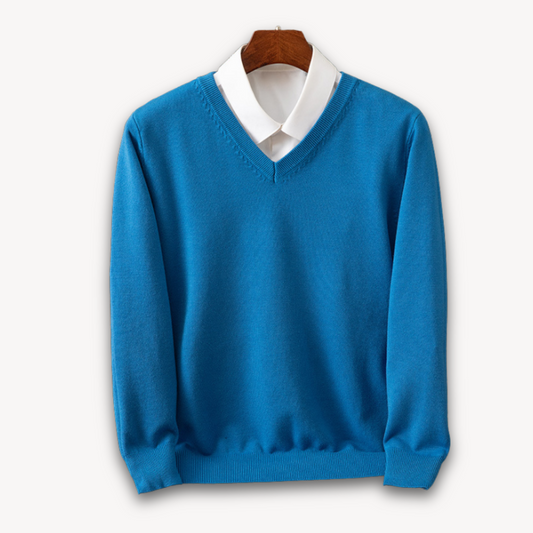 Men's V-Neck Cashmere Sweater - Slim Fit, Soft & Lightweight, Casual & Formal Wear