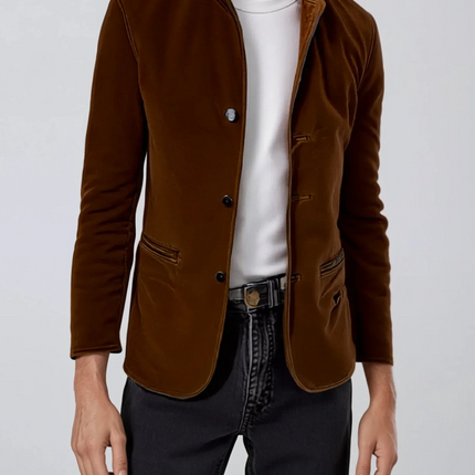 Men's Suede Look Jacket Vintage Style for Autumn Warmth