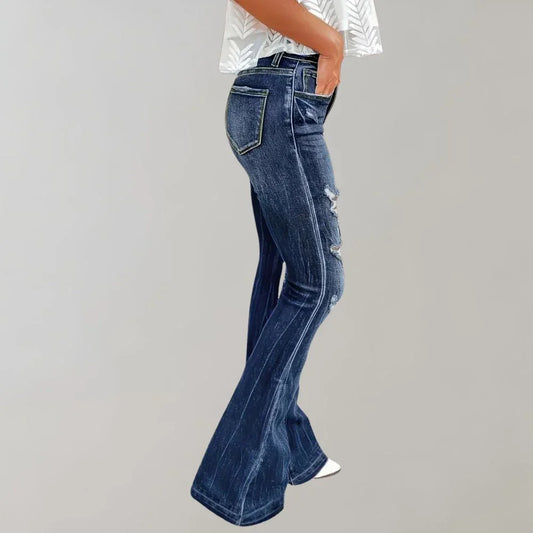 Women's Ripped Flared Jeans