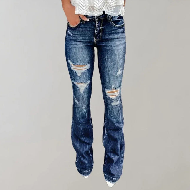 Women's Ripped Flared Jeans