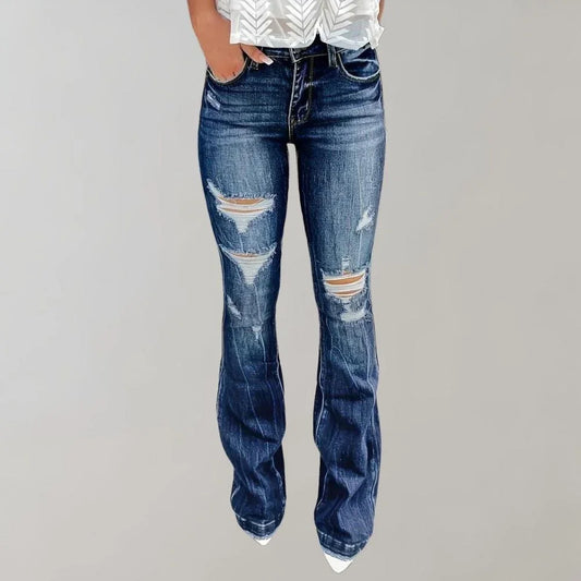 Women's Ripped Flared Jeans