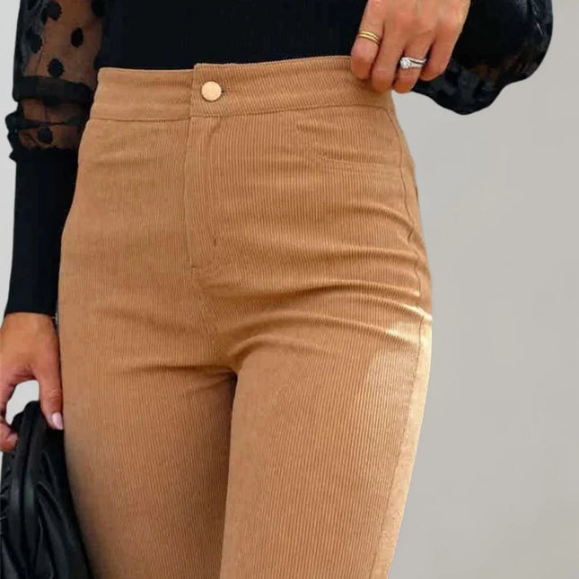 Women's Flared Wide Leg Trousers High-Waisted Elegant Fit