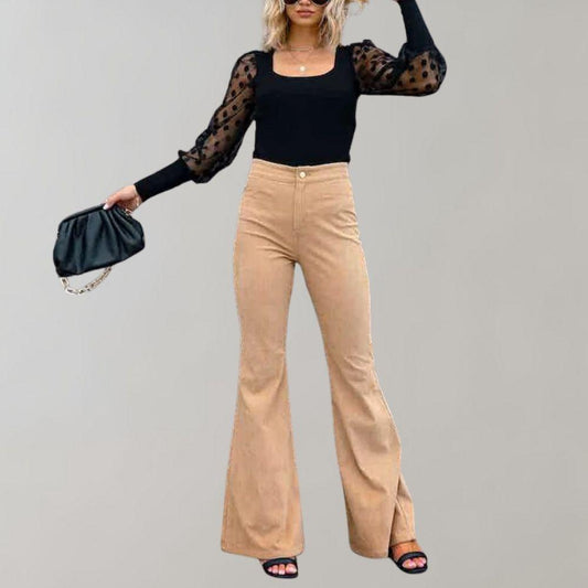Women's Flared Wide Leg High-Waisted Trousers