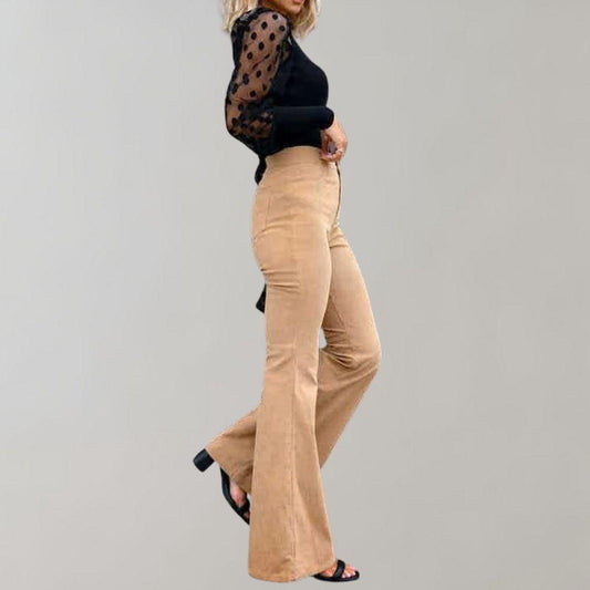 Women's Flared Wide Leg High-Waisted Trousers