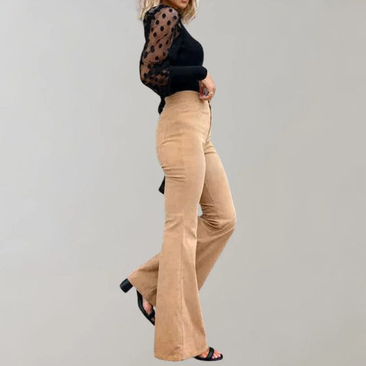Women's Flared Wide Leg Trousers High-Waisted Elegant Fit