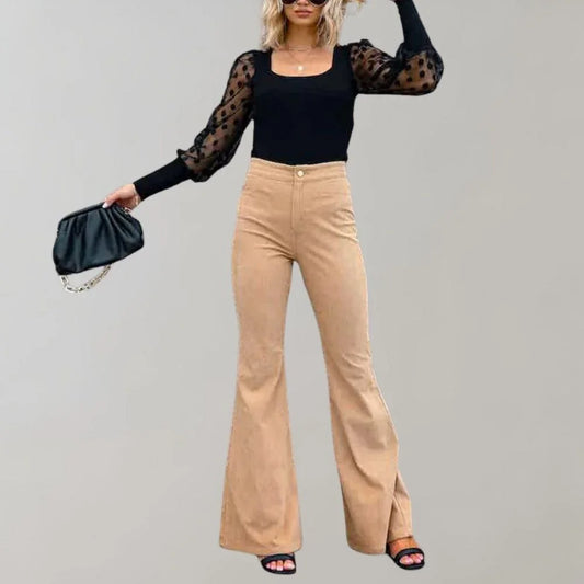 Women's Flared Wide Leg Trousers High-Waisted Elegant Fit