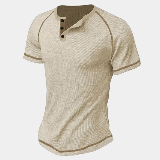 Men's Short Sleeve Henley Shirt Cotton Slim Fit