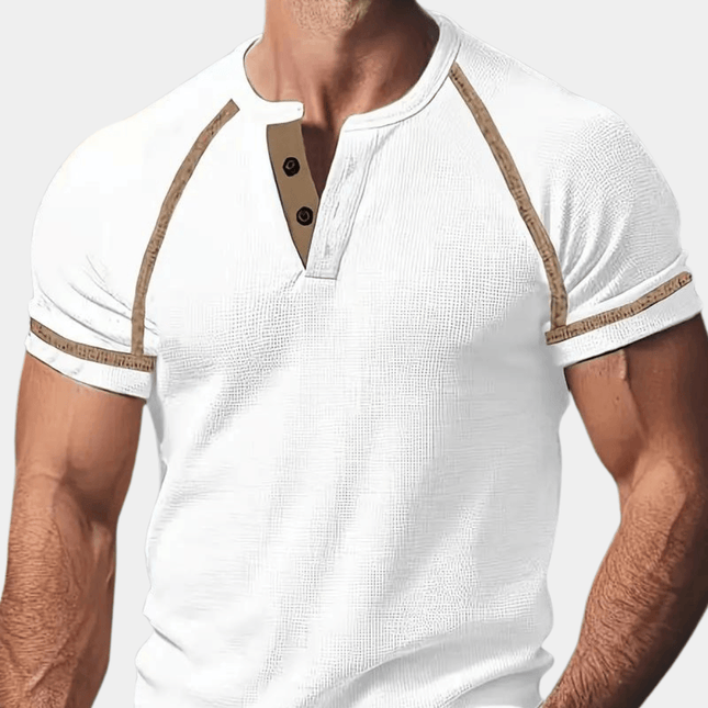 Men's Short Sleeve Henley Shirt Cotton Slim Fit
