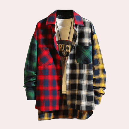 Men's Checkered Shirt Colorful Cotton